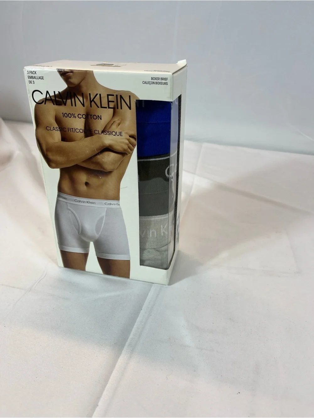 Calvin Klein 3-Pack Boxer Briefs in Green , Blue, and Gray